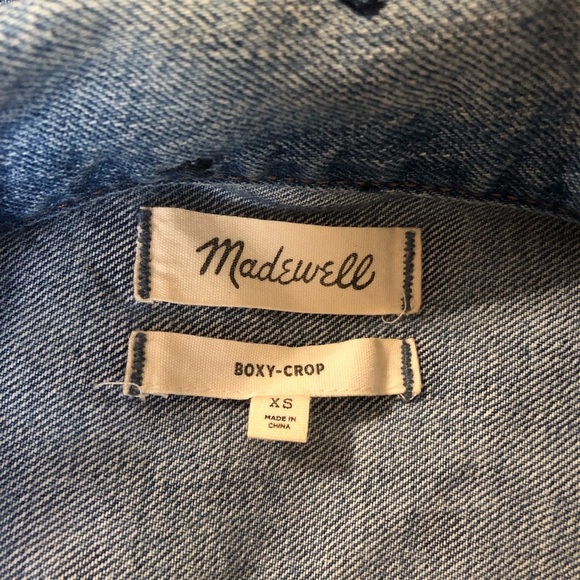 MADEWELL The Boxy Crop Jean Jacket Heart Edition Print Size XS - Picture 8 of 11